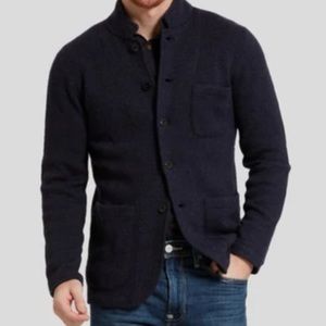Wool “Nelson Jacquard Swacket” by Grayers, Navy, Menswear S